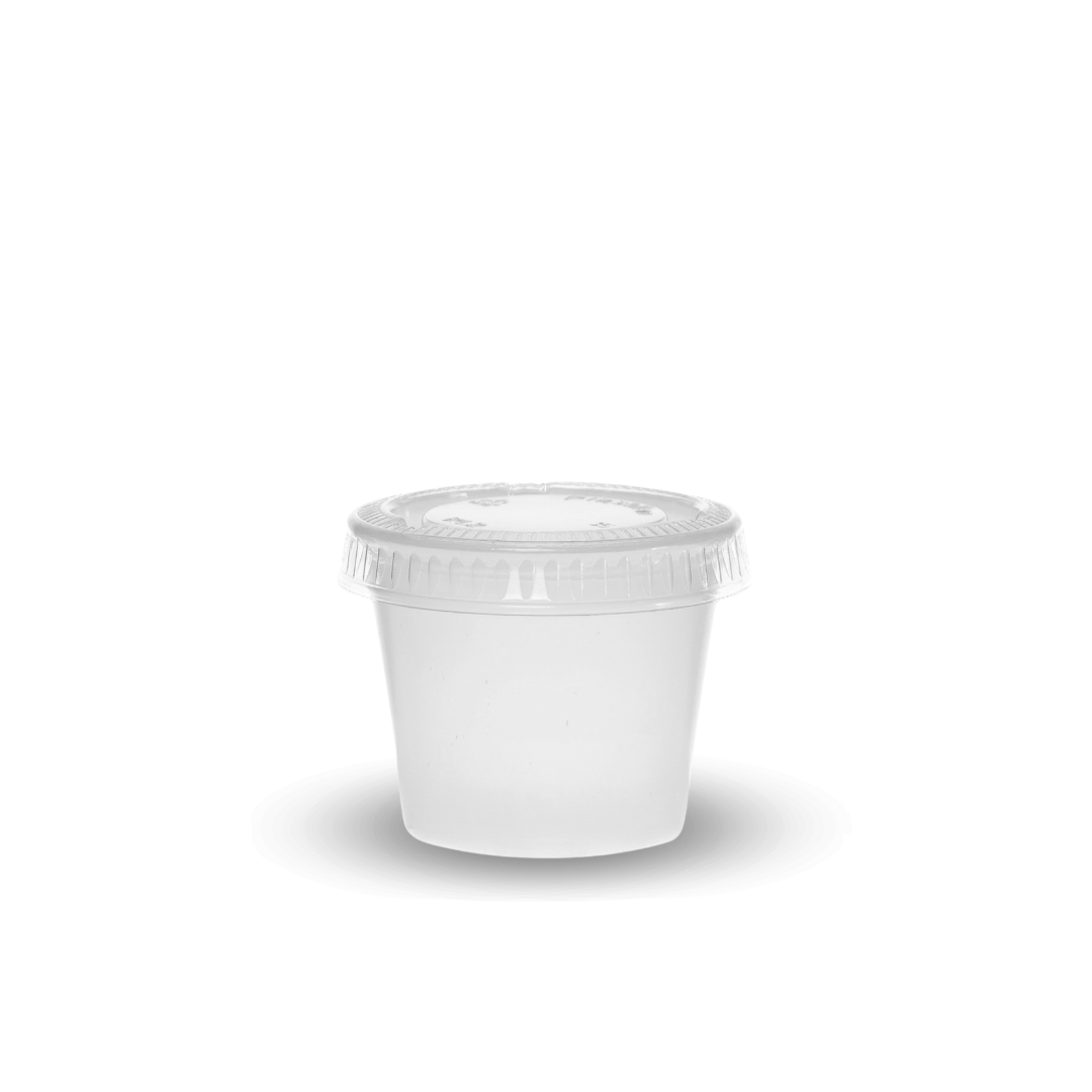 Tinas Salseras Plásticas Blancas con Tapa – 3,25 oz (Paquete de 100 Unds) - EKO-EMPAQUES18