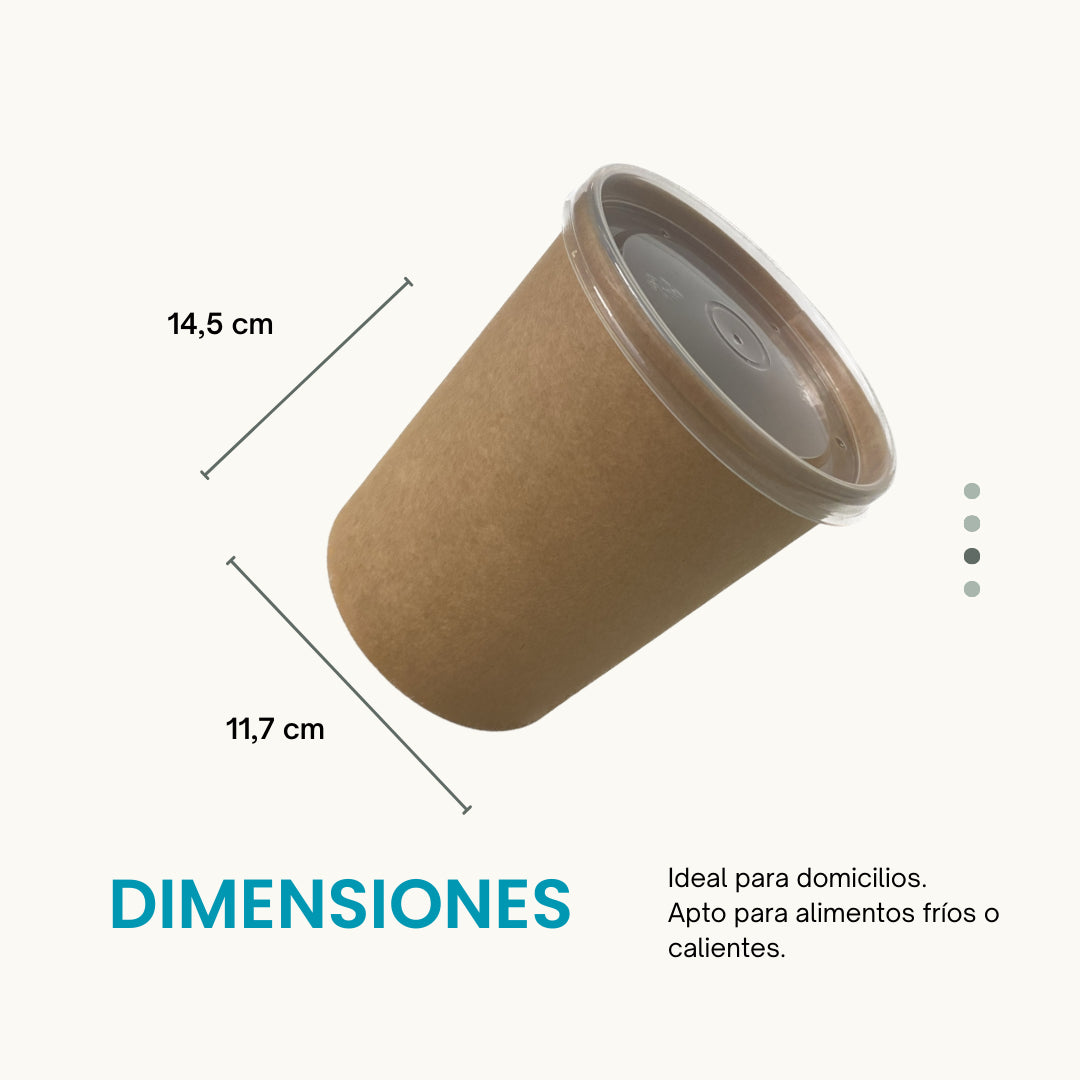 Bio-Tina 32 oz con Tapa PP - 50 Unid