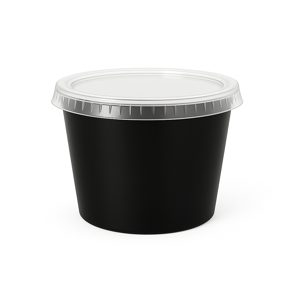Tinas Salseras Plásticas Negra - 5 oz Sin Tapa (Caja 25 x 100 Unds)