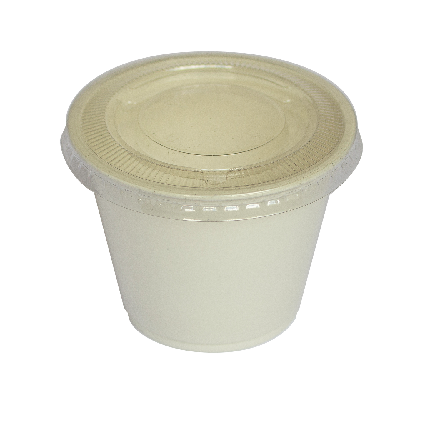 Tinas Salseras Plásticas Blancas con Tapa – 5 oz 100 Unid