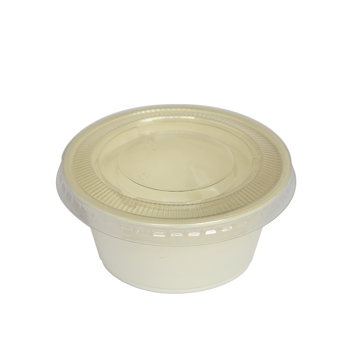Tinas Salseras Plásticas Blancas con Tapa – 2 oz (Paquete de 100 Unds)