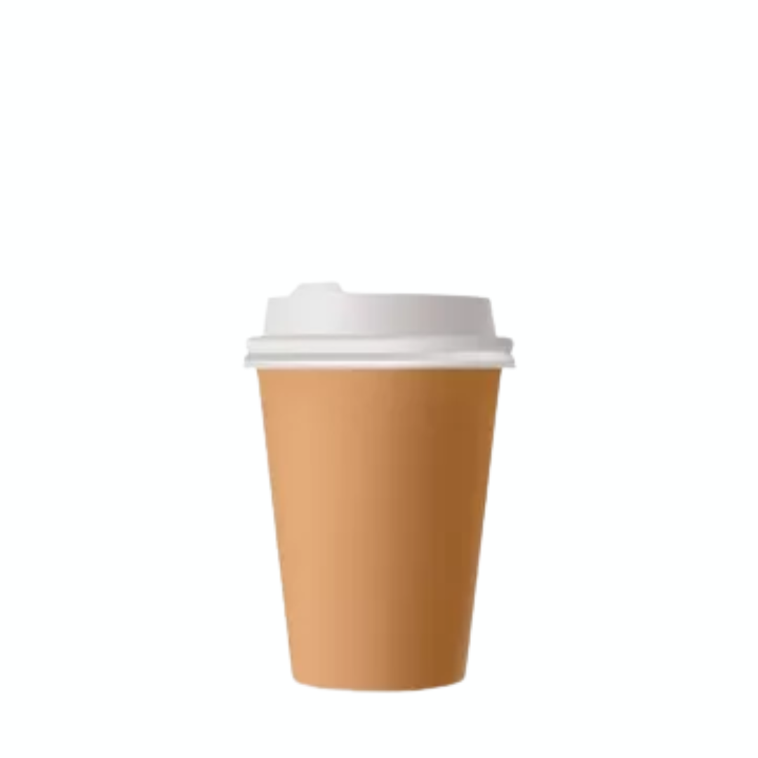 Vasos para bebidas calientes 8 oz Kraft con Tapa - 50 unidades