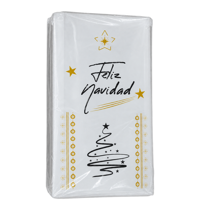 Bolsa de papel navideña Feliz Navidad con árbol y estrella, 24x47x4 cm, bulto de 250 unidades