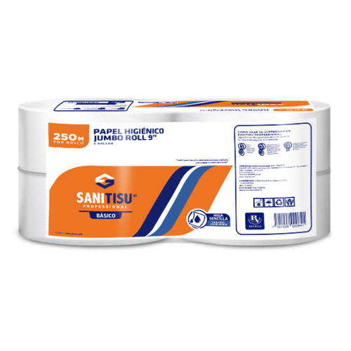 Papel Higiénico Institucional Sanitisu Básico Jumbo Roll 9"