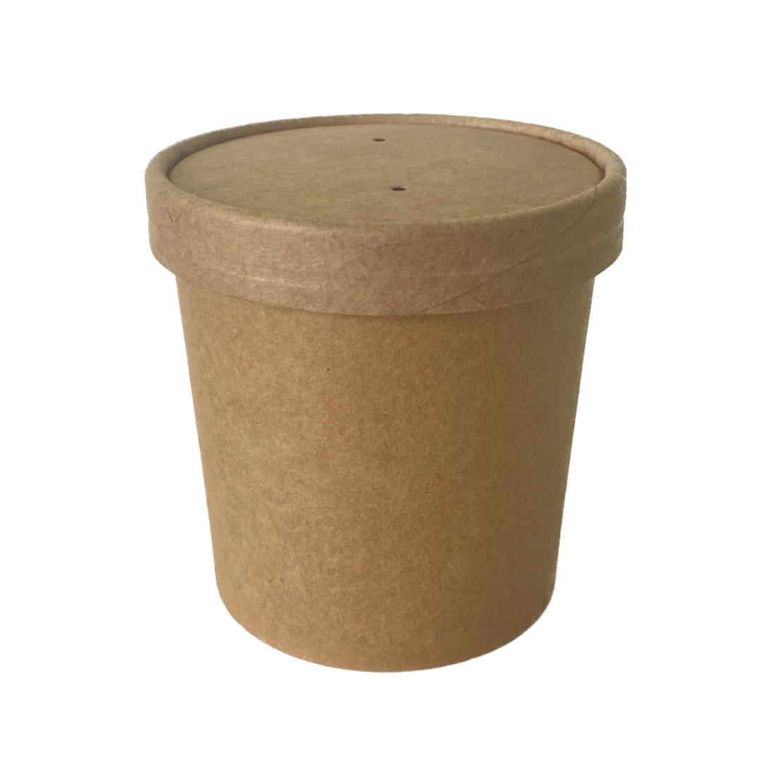 Bio-Tina 12 con Tapa Kraft 12 oz - 50 Unid - EKO-EMPAQUES18