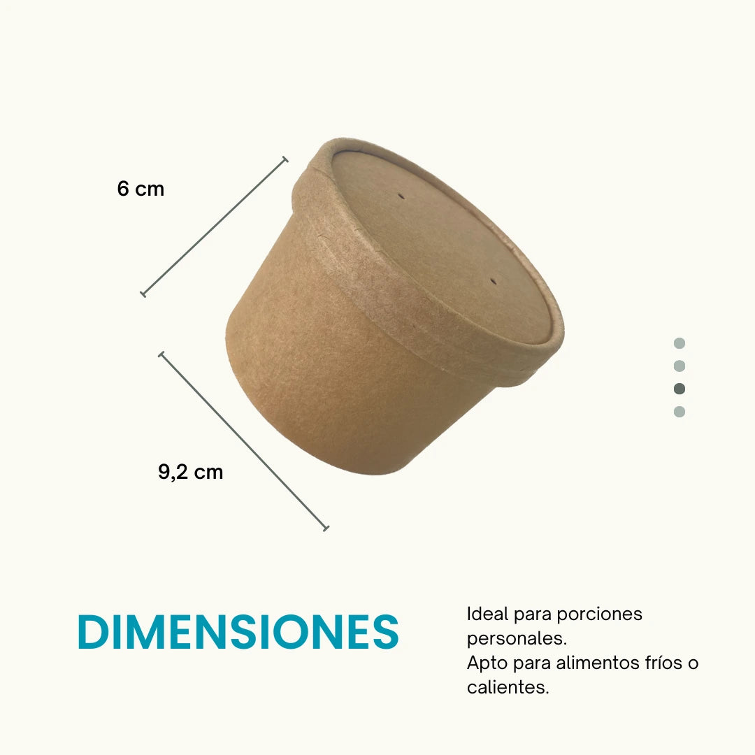 Bio-Tina 8 onzas con Tapa Kraft - 25 Unid — EKO-EMPAQUES 18 Venezuela