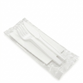 Kit Cubiertos Plásticos (Cuchara + Tenedor + Cuchillo + Servilleta)  25Unid