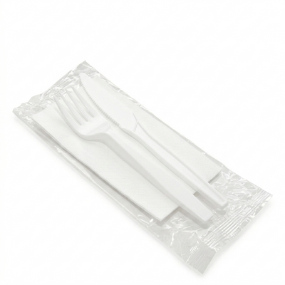 Kit Cubiertos Plásticos (Tenedor + Cuchillo + Servilleta) 150 unid
