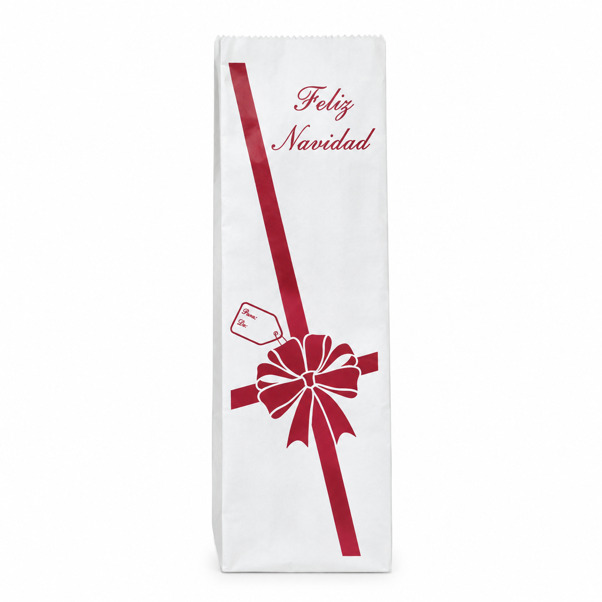 Bolsa de papel navideña con lazo rojo, 13x51x5 cm