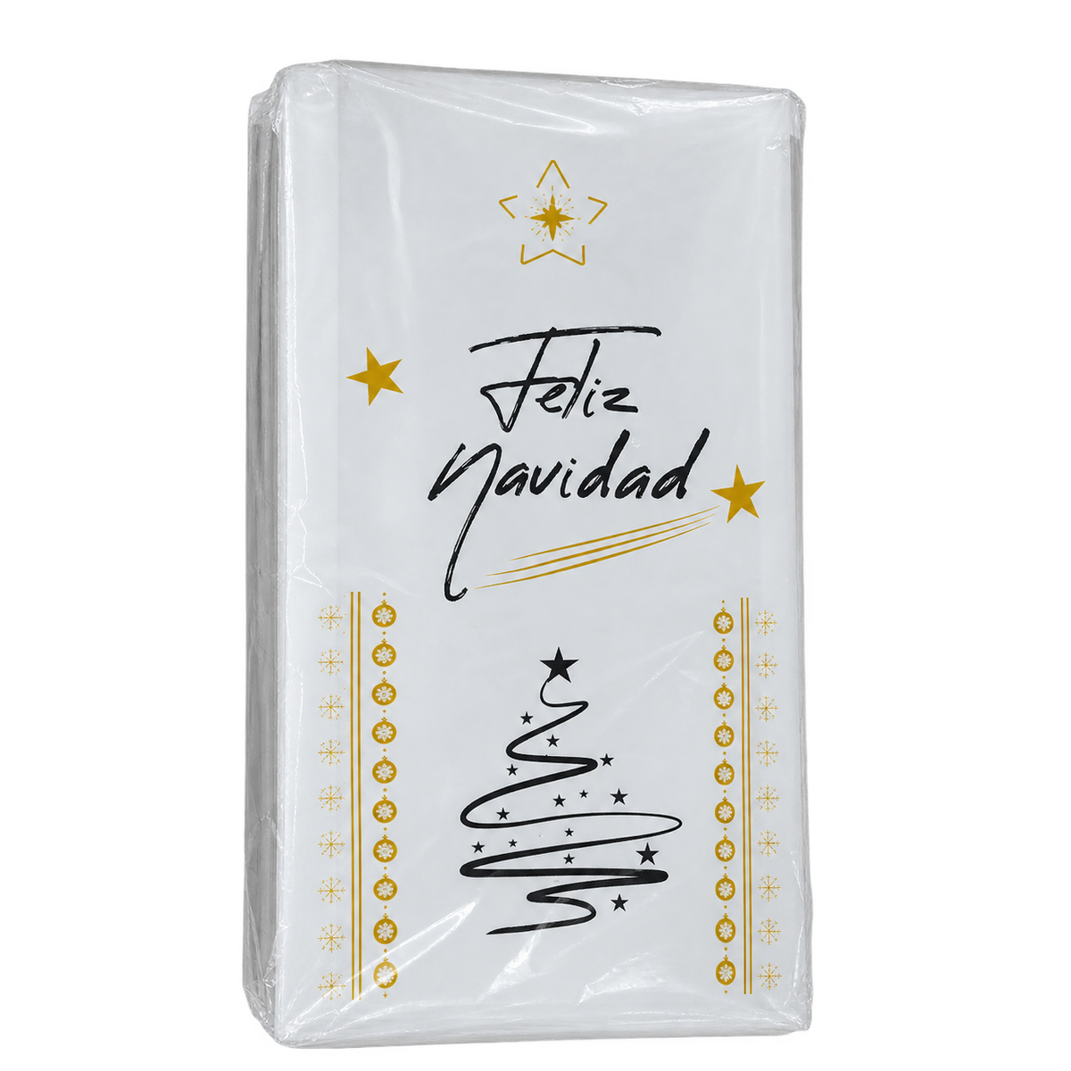Bolsa de papel navideña Feliz Navidad con árbol y estrella, 24x47x4 cm, bulto de 250 unidades