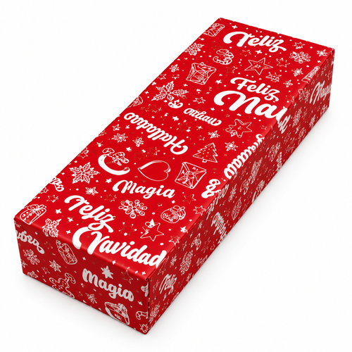 Caja Rectangular para Pan de Jamón Navideña 43×11×8 cm