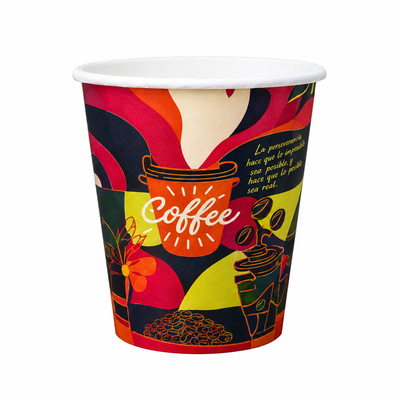 Vaso de cafe multicolor con granos y molinillo, diseno Etiopia, EKO-EMPAQUES 18
