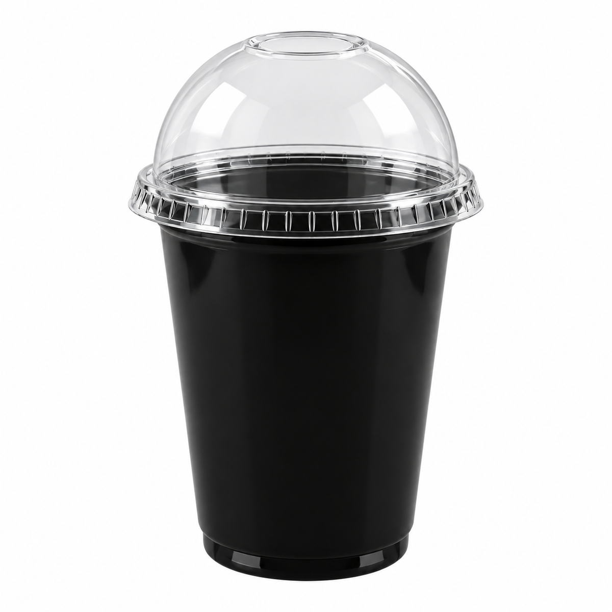 Vaso plastico PET negro de 12 oz con tapa domo transparente, EKO-EMPAQUES 18 Venezuela