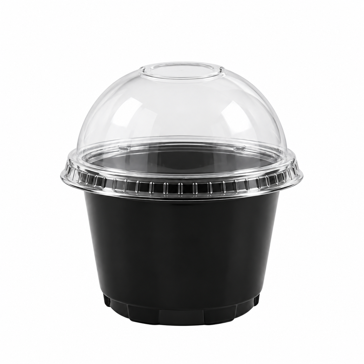 Vaso plastico PET negro de 8 oz con tapa domo transparente, EKO-EMPAQUES 18 Venezuela