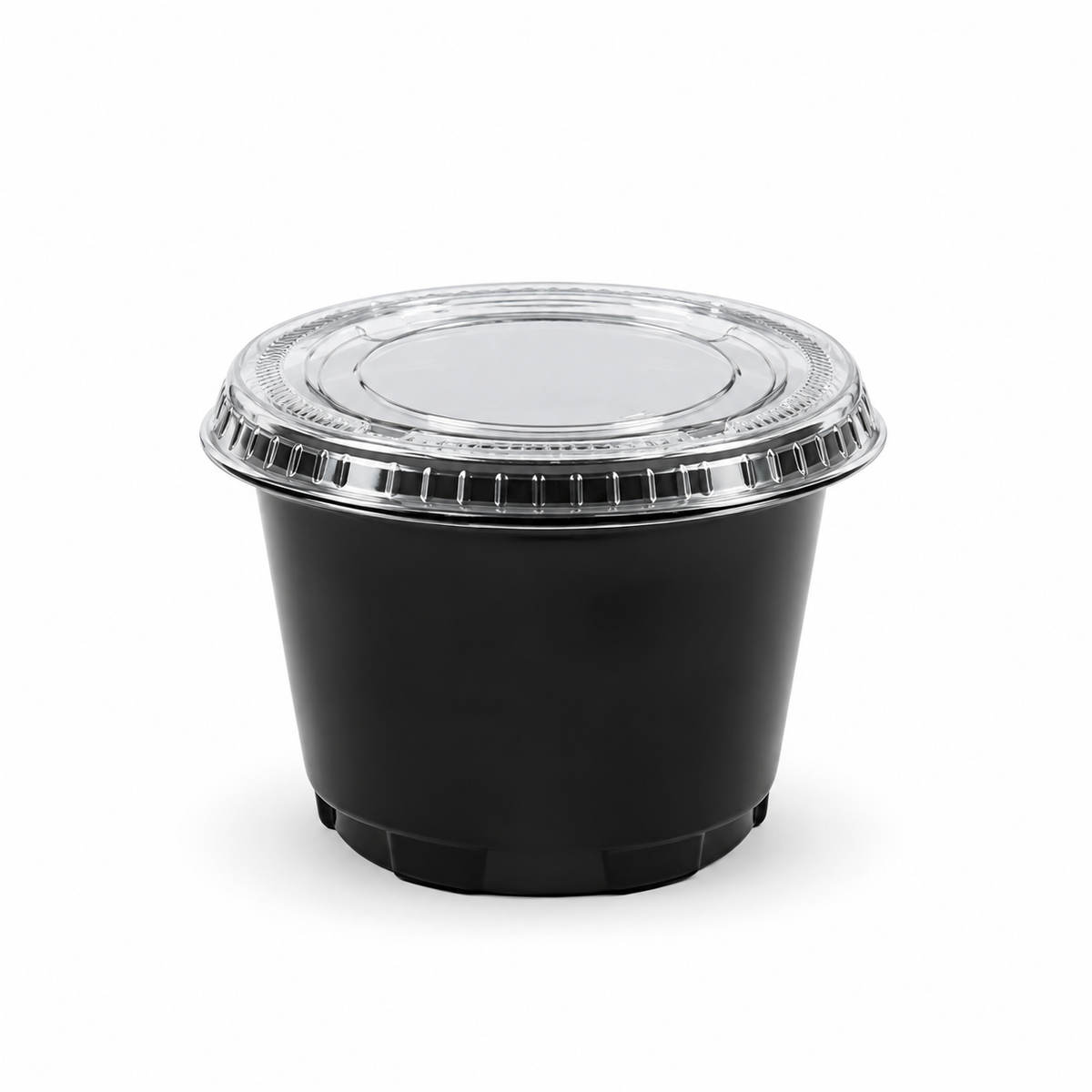 Vaso plastico PET negro de 8 oz con tapa lisa plana transparente, EKO-EMPAQUES 18 Venezuela
