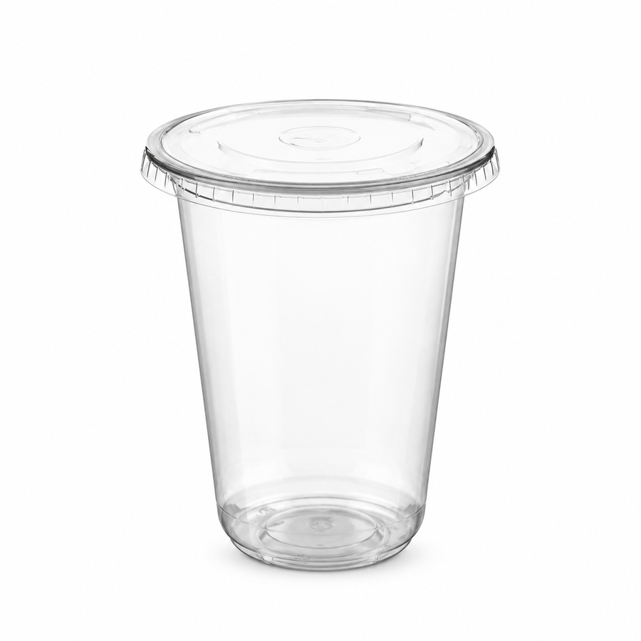 Vasos tipo U Transparentes con Tapa Lisa