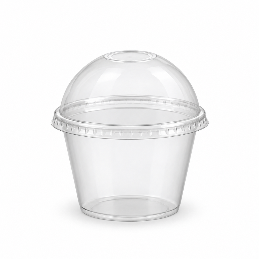 Vasos Plásticos Transparentes 8 oz con Tapa Domo